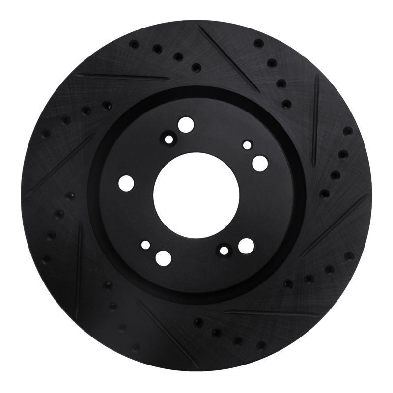 Mitsubishi Eclipse Brake Rotor (1) - Front Right - R1 Concepts - Drilled & Slotted - Black - `04-`12